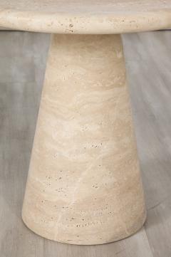 Angelo Mangiarotti Italian 1970s Circular Travertine Side Table - 2653730