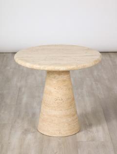 Angelo Mangiarotti Italian 1970s Circular Travertine Side Table - 2653735
