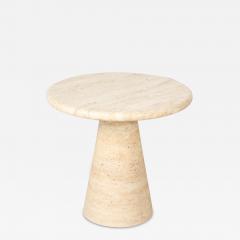 Angelo Mangiarotti Italian 1970s Circular Travertine Side Table - 2662678