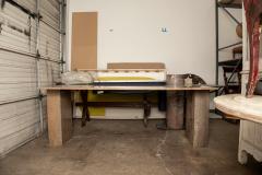 Angelo Mangiarotti Italian Modern Travertine Center Table or Desk Designed by Angelo Mangiarotti - 4265393