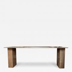 Angelo Mangiarotti Italian Modern Travertine Center Table or Desk Designed by Angelo Mangiarotti - 4267236