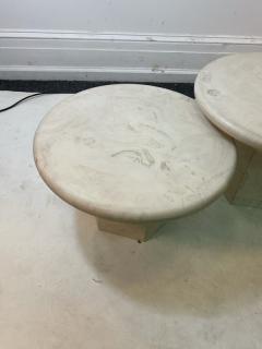Angelo Mangiarotti MODERN TRIO OF ITALIAN ROUND TOP TRAVERTINE TABLES WITH OCTAGONAL PEDESTAL BASE - 2186286