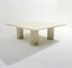 Angelo Mangiarotti Mid Century Modern Travertine Coffee Table by Angelo Mangiarotti - 2714357