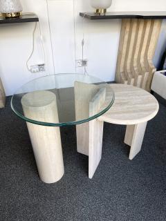 Angelo Mangiarotti Mid Century Modern Travertine Sculpture Gueridon Table Italy 1980s - 2818604