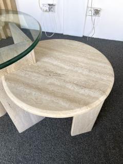 Angelo Mangiarotti Mid Century Modern Travertine Sculpture Gueridon Table Italy 1980s - 2818608