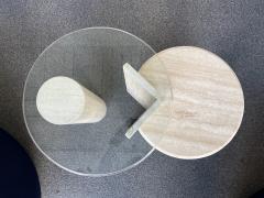 Angelo Mangiarotti Mid Century Modern Travertine Sculpture Gueridon Table Italy 1980s - 2818611