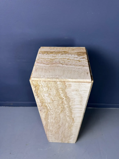 Angelo Mangiarotti Midcentury Beautifully Variegated Travertine 1980s Pedestal - 3009914