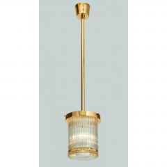 Angelo Mangiarotti Pair of Gold Toned Ribbed Glass lanterns - 979816