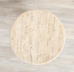 Angelo Mangiarotti Pair of Italian 1970s Circular Travertine Side Tables - 2643666