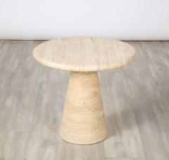 Angelo Mangiarotti Pair of Italian 1970s Circular Travertine Side Tables - 2643671