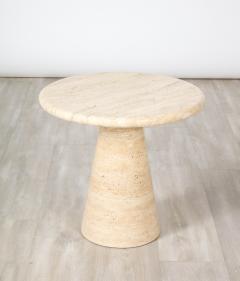 Angelo Mangiarotti Pair of Italian 1970s Circular Travertine Side Tables - 2643672