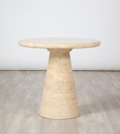 Angelo Mangiarotti Pair of Italian 1970s Circular Travertine Side Tables - 2643680