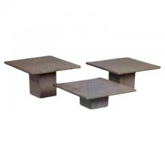 Angelo Mangiarotti Set of Three Italian Modern Travertine Tables - 4108172
