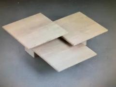 Angelo Mangiarotti Set of Three Italian Modern Travertine Tables - 4108188