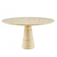 Angelo Mangiarotti Travertine Pedestal Dining Table Italy 1970 - 4314124
