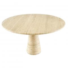 Angelo Mangiarotti Travertine Pedestal Dining Table Italy 1970 - 4314125