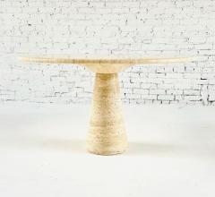 Angelo Mangiarotti Travertine Pedestal Dining Table Italy 1970 - 4314128
