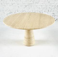 Angelo Mangiarotti Travertine Pedestal Dining Table Italy 1970 - 4314129