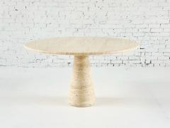 Angelo Mangiarotti Travertine Pedestal Dining Table Italy 1970 - 4314133