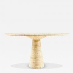 Angelo Mangiarotti Travertine Pedestal Dining Table Italy 1970 - 4319203