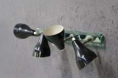 Angelo Ostuni Angelo Ostuni Wall Lamp Black MidCentury for Oluce in brass and glass 1960s - 1312513