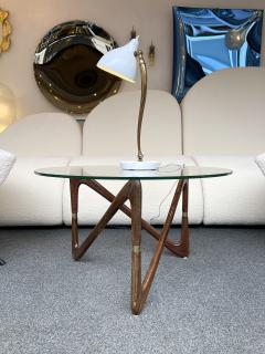 Angelo Ostuni Italian Mid Century Wood and Brass Coffee Table Italy 1950s - 2129656