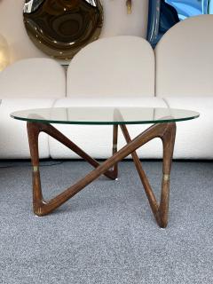 Angelo Ostuni Italian Mid Century Wood and Brass Coffee Table Italy 1950s - 2129658