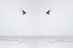 Angelo Ostuni Pair of reading lamps with cone diffuser in painted metal and marble base - 2622702