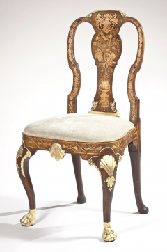 Anglo Dutch marquetry and parcel gilt side chair - 2972506