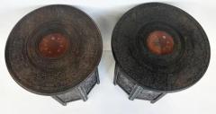 Anglo Indian Carved Pierced Inlaid Folding Campaign Tables Pair - 4147021