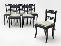 Anglo Indian Carved Solid Ebony Klismos Chairs Set of Six Ceylon Circa 1830 - 3113139