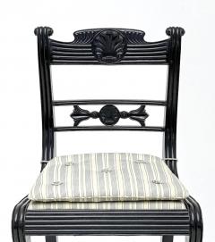 Anglo Indian Carved Solid Ebony Klismos Chairs Set of Six Ceylon Circa 1830 - 3113140