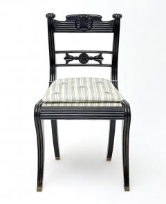 Anglo Indian Carved Solid Ebony Klismos Chairs Set of Six Ceylon Circa 1830 - 3113142