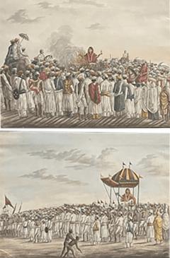 Anglo Indian Company School Suttee Watercolour Paintings Set of Two circa 1810 - 3377244