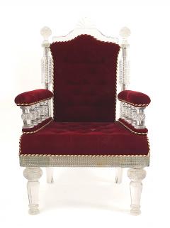 Anglo Indian Crystal Red Velvet Chair - 1402527