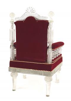 Anglo Indian Crystal Red Velvet Chair - 1402529