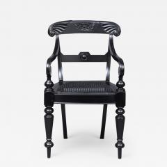 Anglo Indian Robustly Carved Ebony Armchair Circa 1840 - 122309