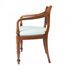 Anglo Indian teak arm chair with caned seat and cushion 1900 50  - 3279195