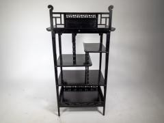 Anglo Japanese Ebonized Display Shelves with Pagoda Sides Fret Work Decoration - 4192896