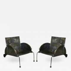Anna Castelli Pair of Italian Memphis Design Lounge Garden Chairs by Castelli Ferrieri - 1673910