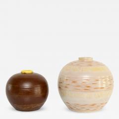 Anna Lisa Thomson 2 ANNA LISA THOMSON CERAMIC RIBBED VASES FOR UPSALA EKEBY 1930 - 2053872