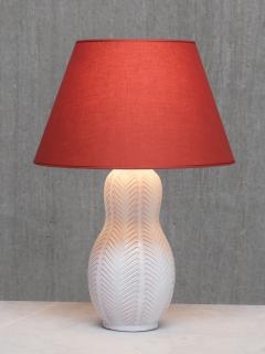 Anna Lisa Thomson Anna Lisa Thomson Feather Pattern Ceramic Table Lamp Upsala Ekeby Sweden 1940s - 4747786