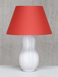Anna Lisa Thomson Anna Lisa Thomson Feather Pattern Ceramic Table Lamp Upsala Ekeby Sweden 1940s - 4747787