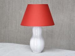 Anna Lisa Thomson Anna Lisa Thomson Feather Pattern Ceramic Table Lamp Upsala Ekeby Sweden 1940s - 4747790