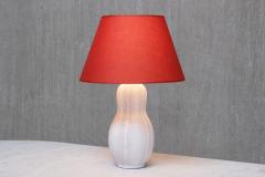 Anna Lisa Thomson Anna Lisa Thomson Feather Pattern Ceramic Table Lamp Upsala Ekeby Sweden 1940s - 4747791