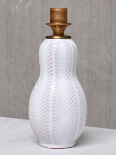Anna Lisa Thomson Anna Lisa Thomson Feather Pattern Ceramic Table Lamp Upsala Ekeby Sweden 1940s - 4747792
