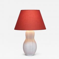 Anna Lisa Thomson Anna Lisa Thomson Feather Pattern Ceramic Table Lamp Upsala Ekeby Sweden 1940s - 4748181