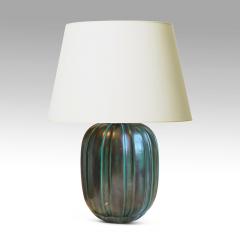 Anna Lisa Thomson Table lamp with Sculpted Fluting and Teal Glaze by Anna Lisa Thomson for Ekeby - 1231205