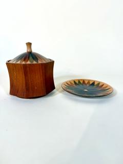 Annemarie Davidson Annamarie Davidson Copper Enamel Plate Lidded Wood Bowl - 4150193