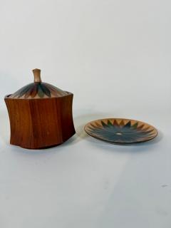 Annemarie Davidson Annamarie Davidson Copper Enamel Plate Lidded Wood Bowl - 4150230
